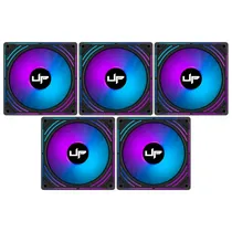 Cooler Fan de Gabinete Kit com 5, Up Gamer Rainbow, Argb 5V, 120MM, Con Controle, Preto