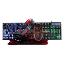 Kit Teclado + Mouse + Mousepad + Fone de Ouvido Gaming Marvo Scorpion CM409 4 Em 1 / RGB - Preto