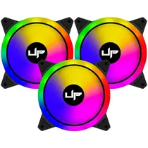 Cooler Fan de Gabinete Kit com 3, Up Gamer Fusion, Argb 5V, 120MM, Con Controle, Preto