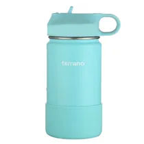 Garrafa Térmica Terrano Kids - 350ML - com Bico + 2 Canudos - Azul Claro