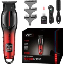 Aparador / Cortador de Cabelo Voyager VGR V-226 Hair Trimmer / 9000RPM / 7W / com Acessórios / Recarregável - Preto/ Vermelho