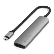 Hub USB Satechi ST-P6SM com 6 Portas / Conector USB-C / HDMI / SD / USB - Space Gray