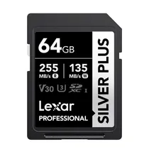 Cartão de Memoria SD Lexar Silver Plus 255-135MB/s C10 (LSDSIPL064G-Bnnnu)