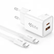 Carregador 4LIFE FL8530ACGW 30 W c/Cabo USB-C para USB-C - Branco
