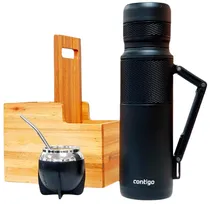 Combo Matero Contigo Garrafa Térmica 1.1L + Cuia + Bomba - Preto