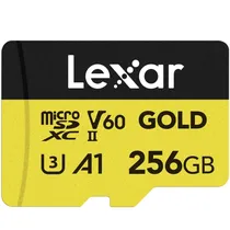 Memória Micro SD Lexar Professional Gold 280-180 MB/s C10 U3 256 GB (LMSGOLD256G-BNNNG)