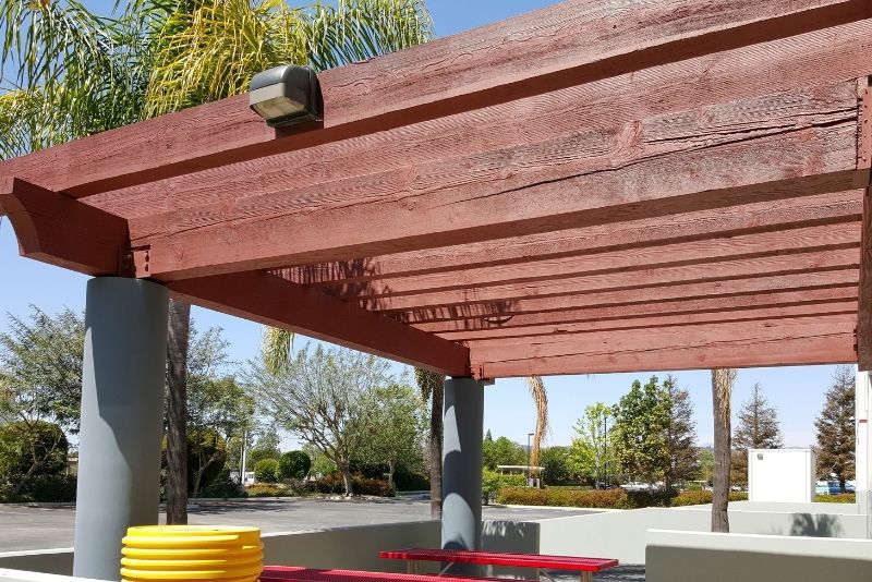 round timber pergola