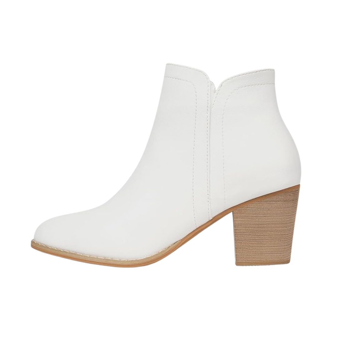 SHIBEVER White Ankle Booties