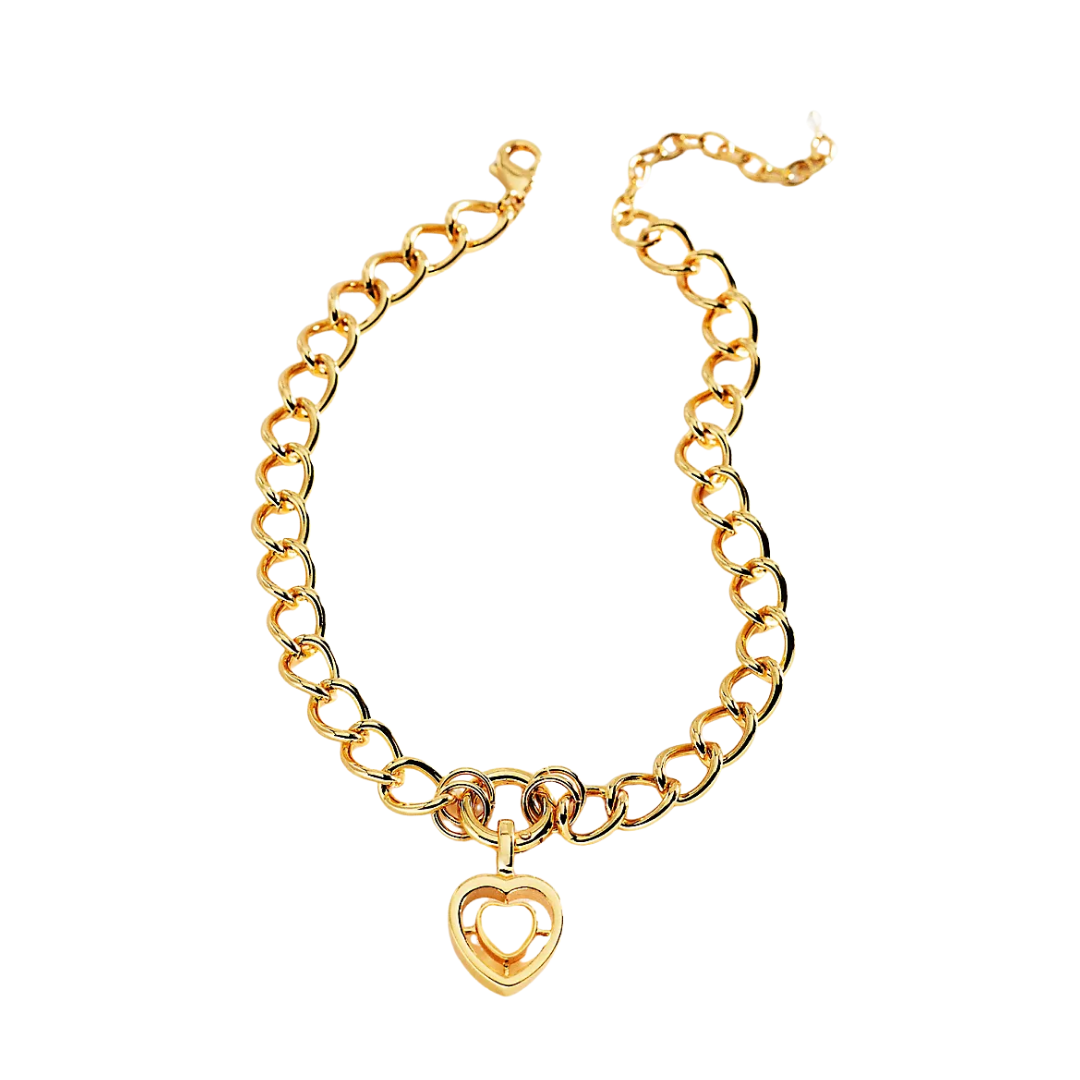 Anthropologie Chunky Gold Heart Necklace