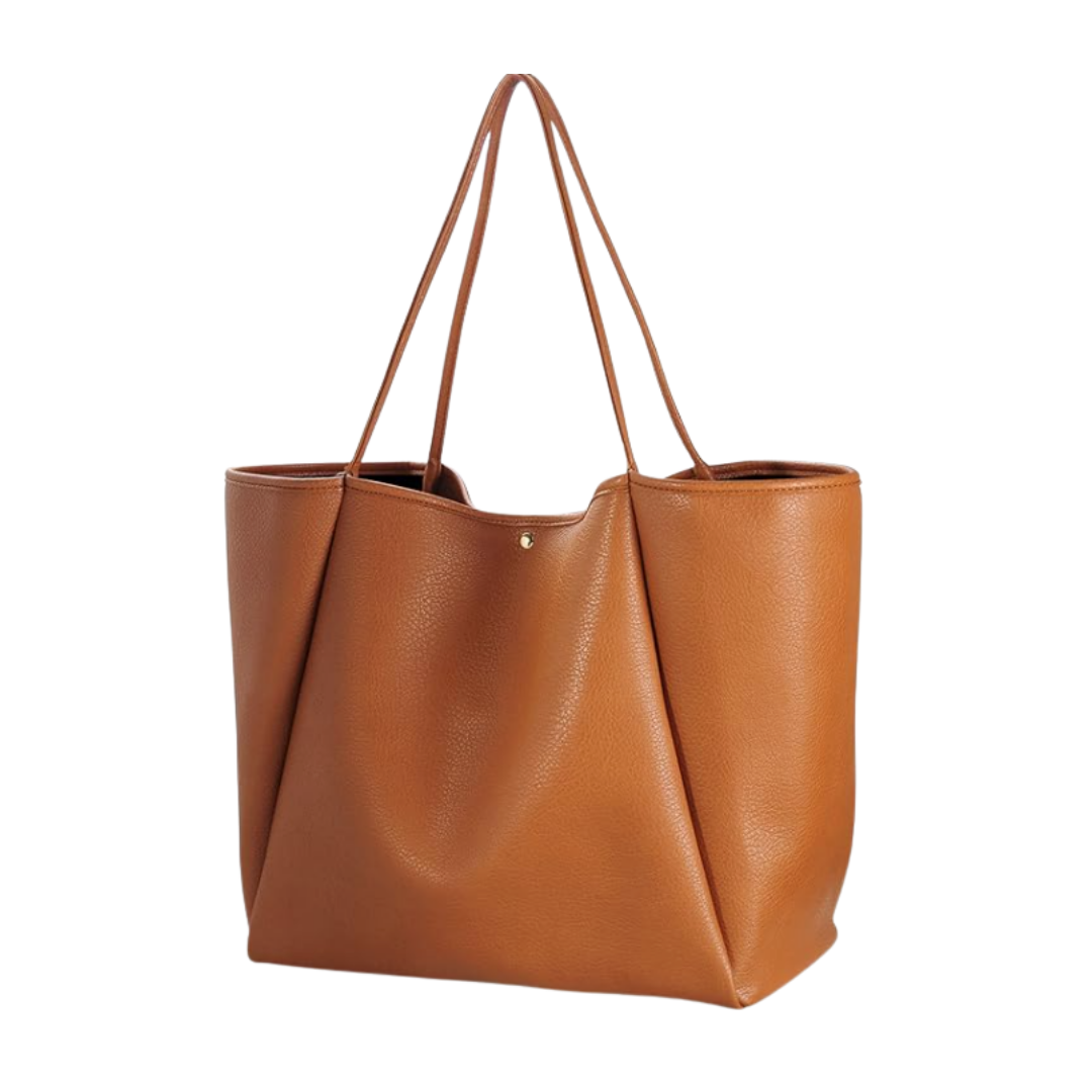 HOXIS Tan Vegan Leather Tote Bag
