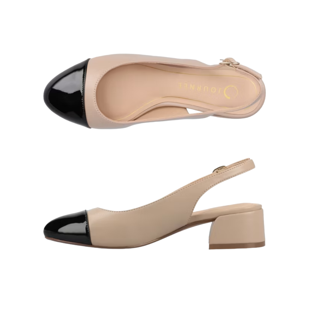 Journee Cap Toe Sling Back Heels