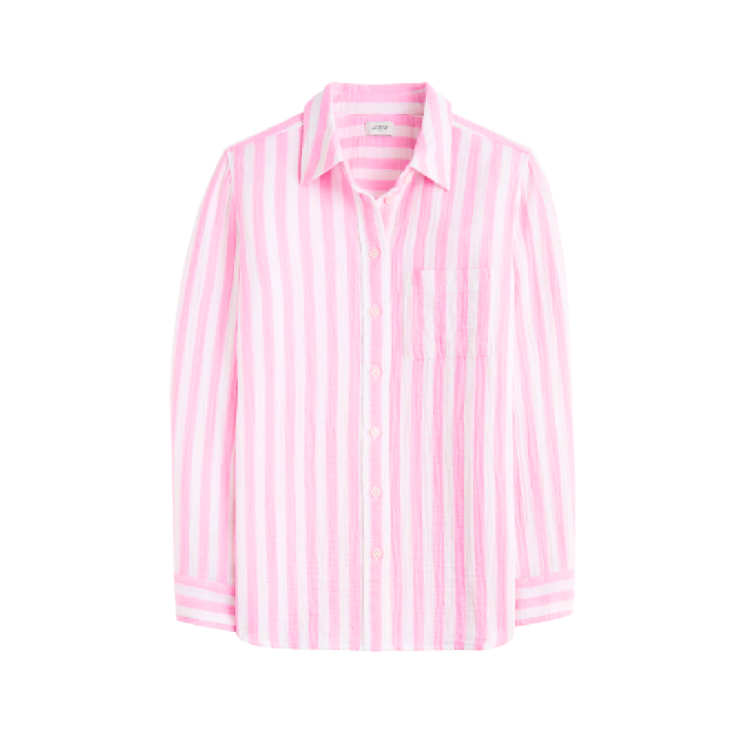 J.Crew Factory Pink Stripe Button Down Shirt