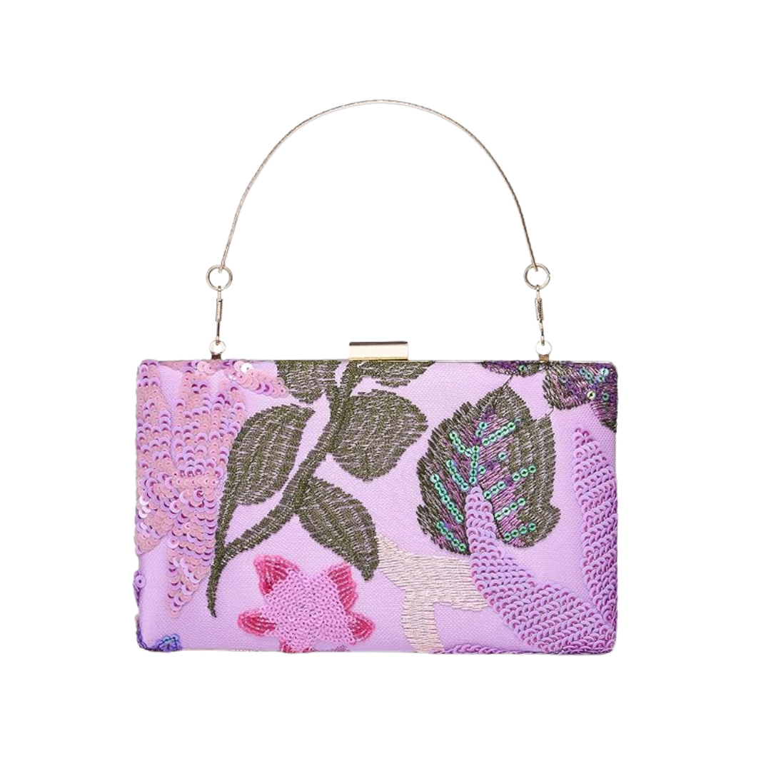 Kseymeir Purple Beaded Clutch