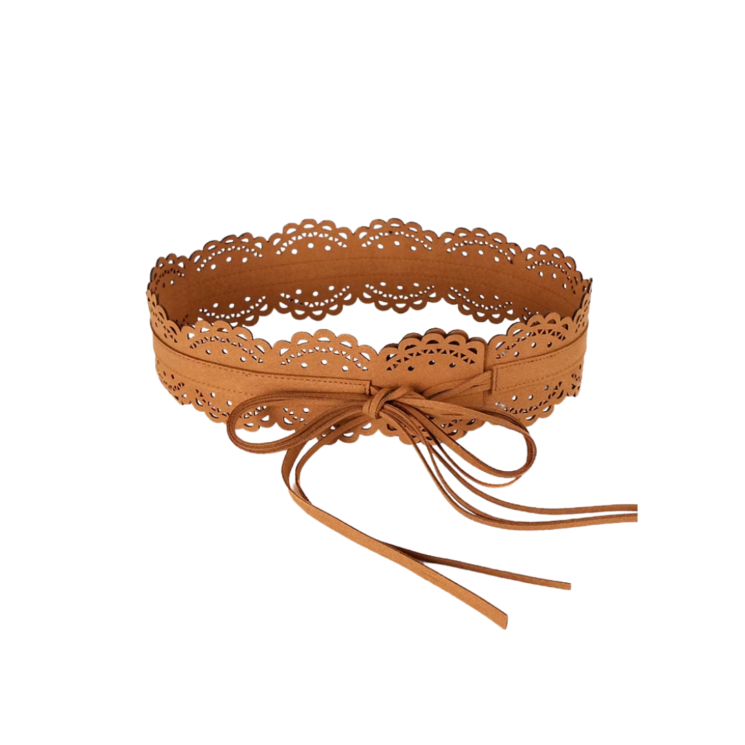 Ursime Brown Scalloped Perforated Belt