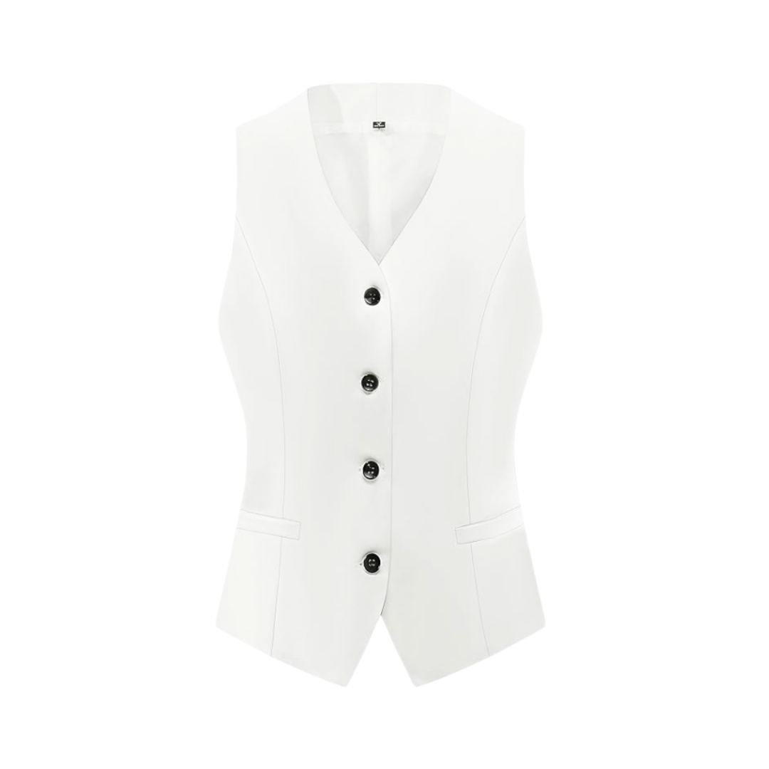 V VOCNIU Ivory Button Vest
