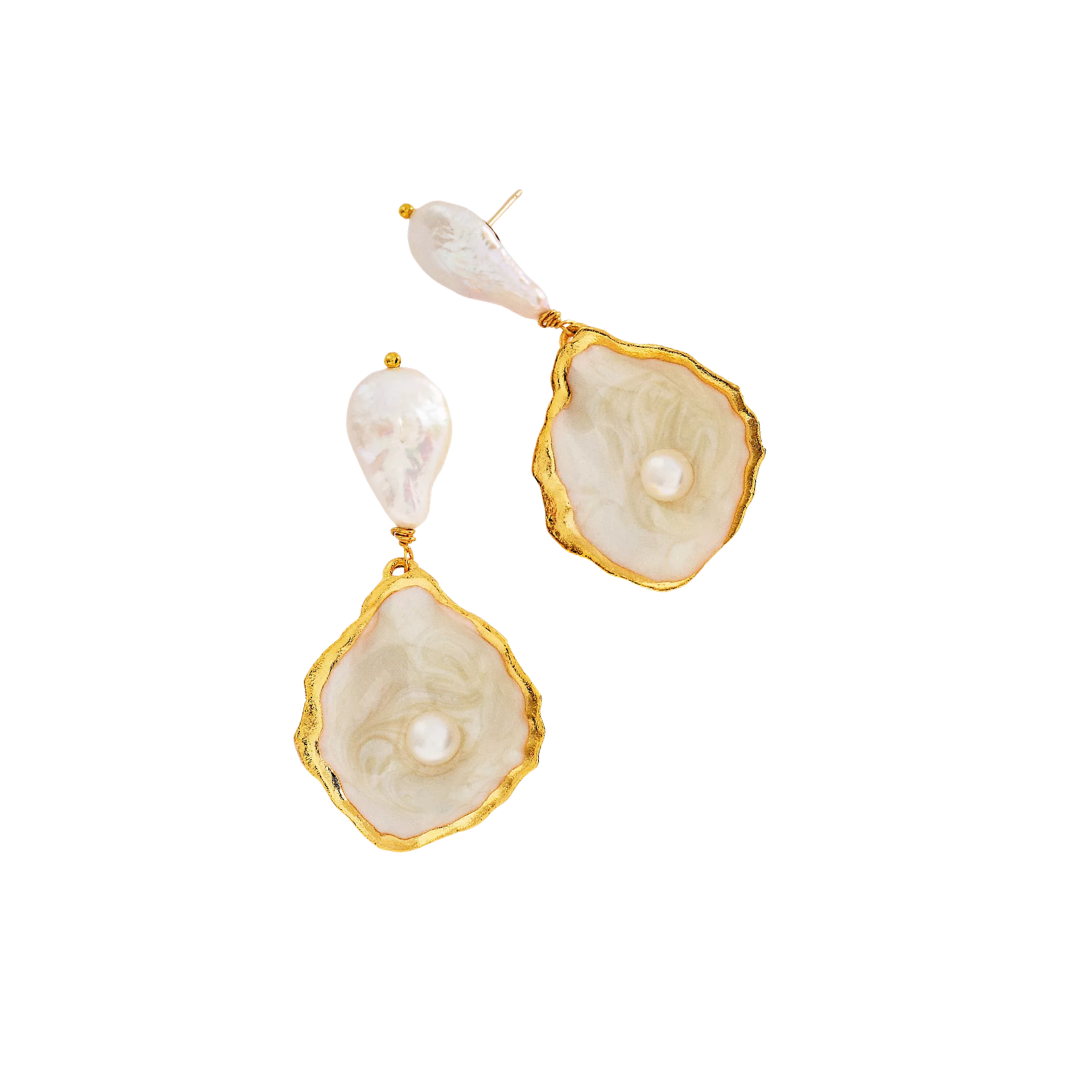 The Pink Reef Oyster Pearl Earrings