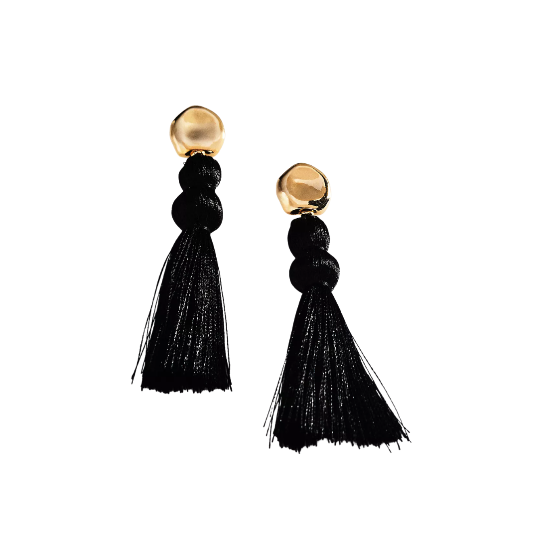 Anthropologie Black Tassel Earrings