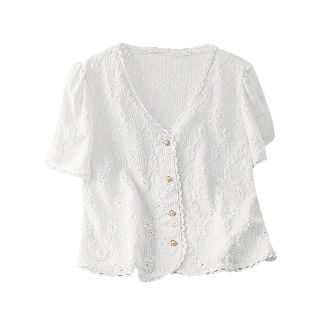 COZYEASE White Eyelet Blouse