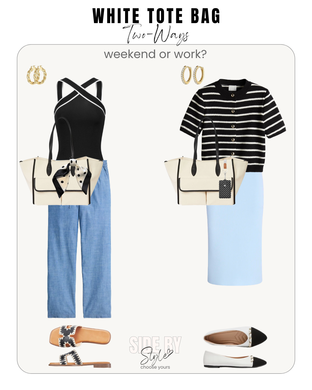 White Tote Bag - Weekend or Work