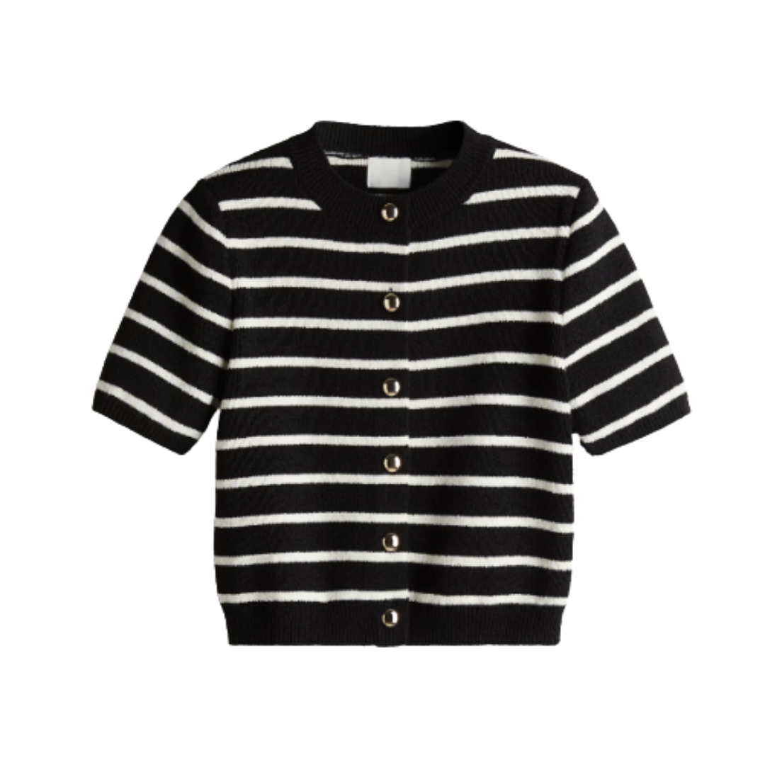 H&M Black & White Short Sleeve Cardigan
