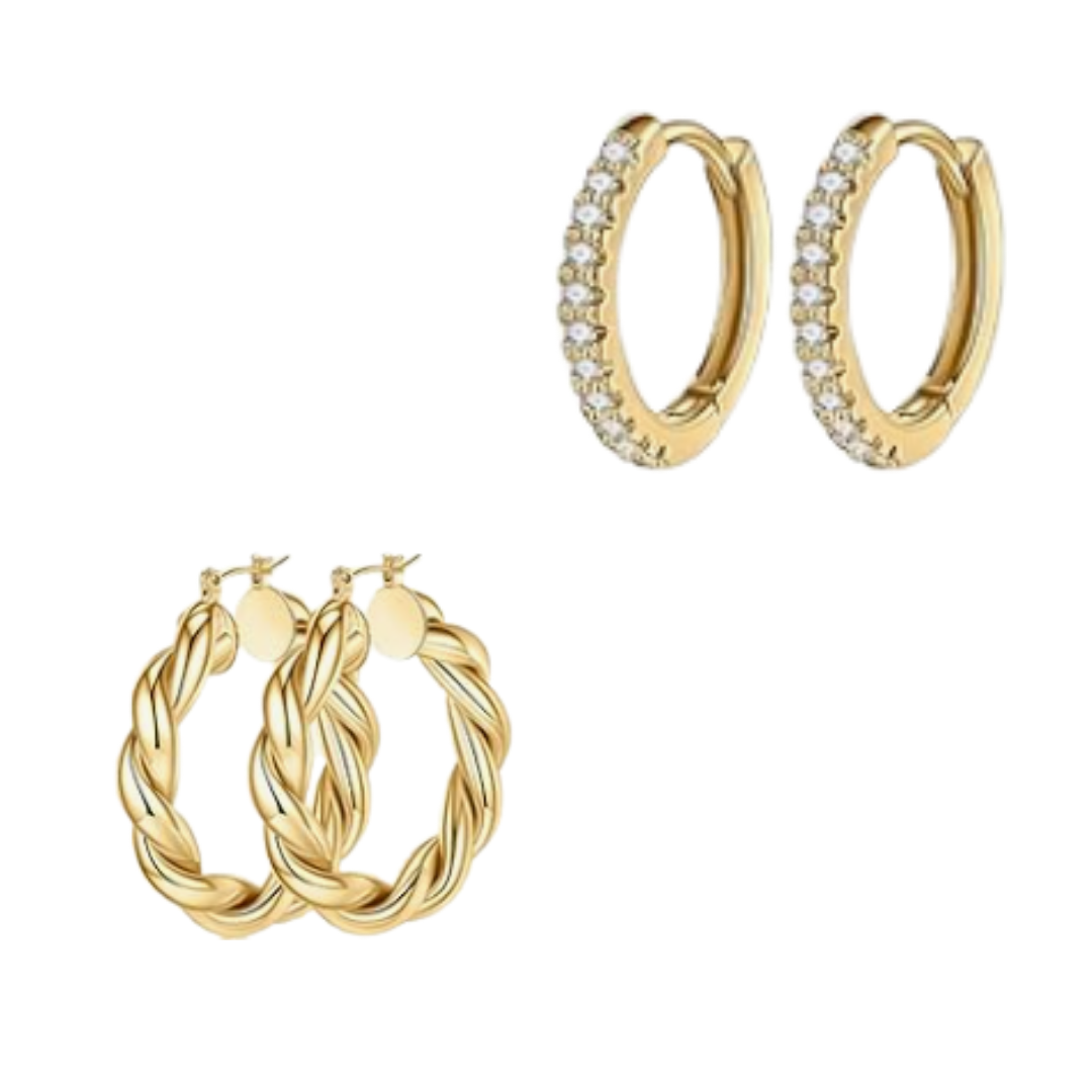 Yesteel Gold Hoop Earring Set