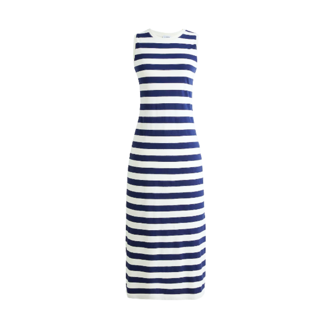 J.Crew Factory Blue & White Stripe Sleeveless Maxi Dress