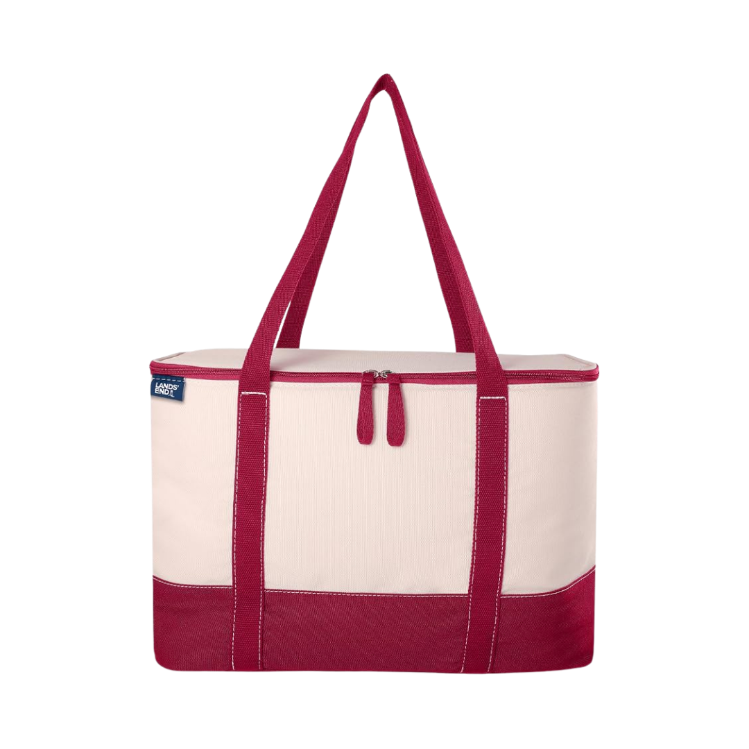 Lands End Red Canvas Insulated Cooler Tote