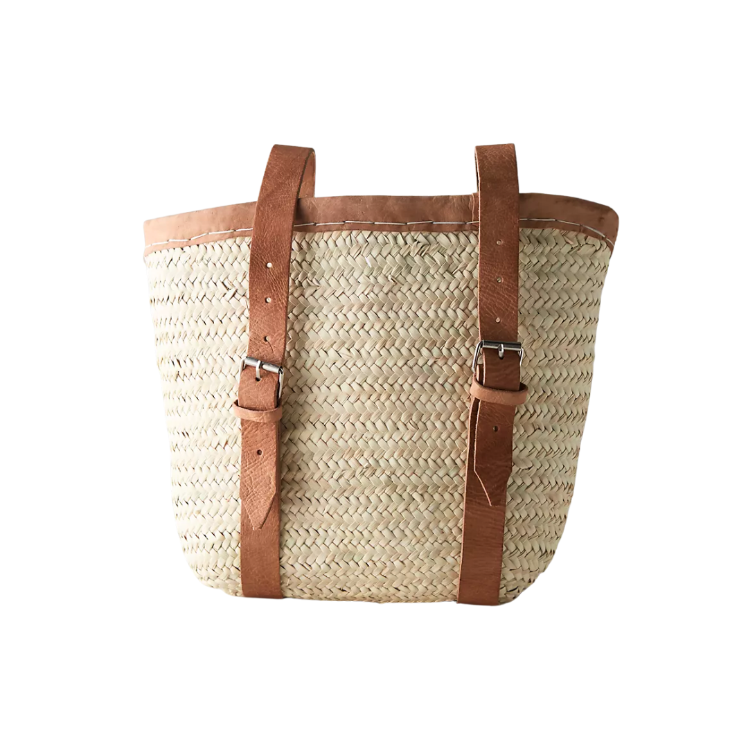 Terrain Woven Straw Leather Market Bag
