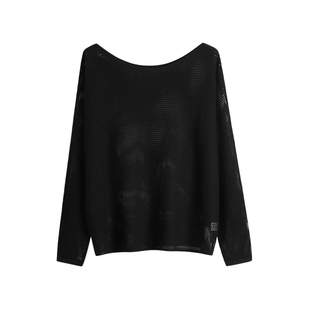 GABERLY Black Open Knit Sweater