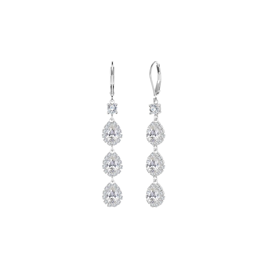 ALEXCRAFT Silver CZ Teardrop Dangle Earrings