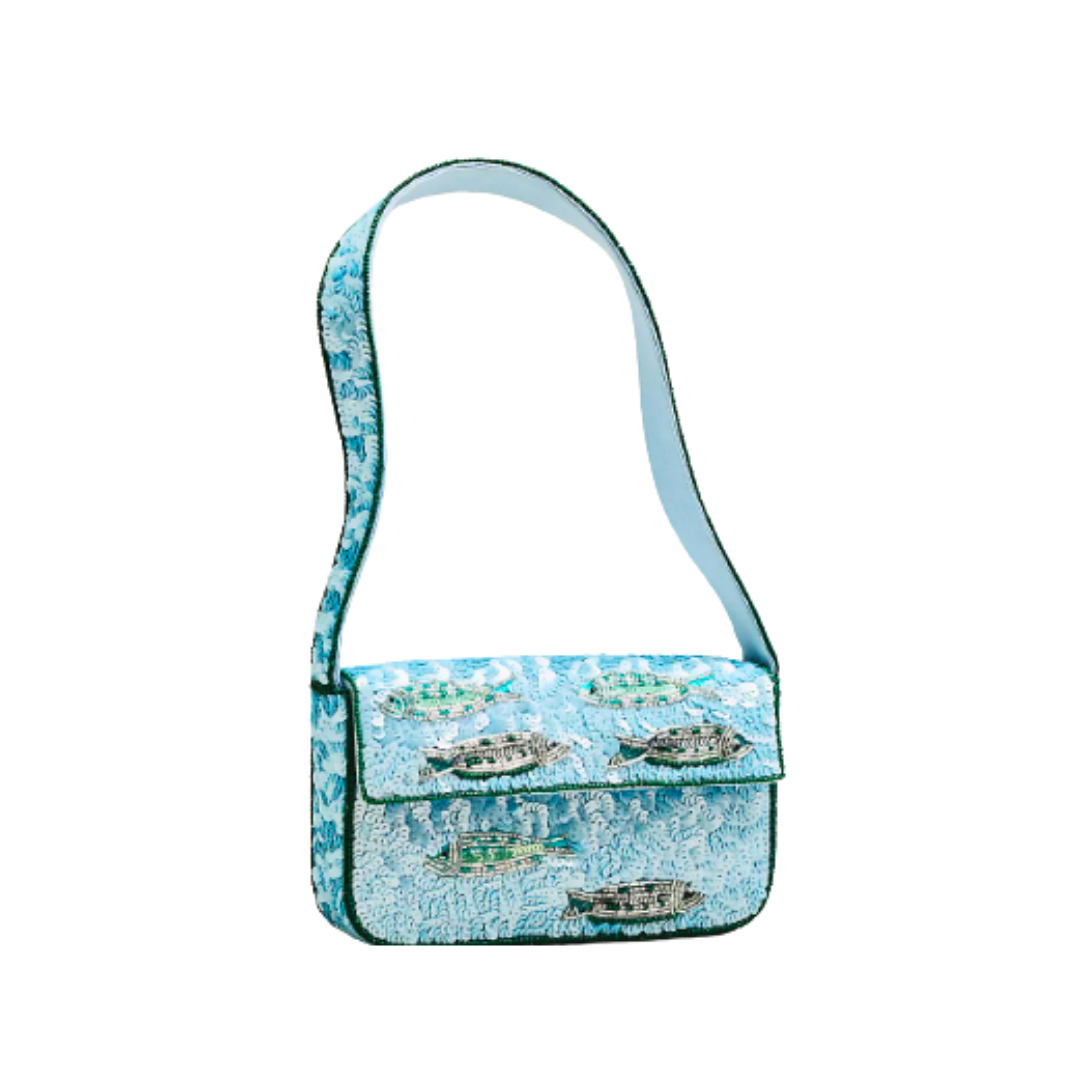 Anthropologie Beaded Flap Shoulder Bag