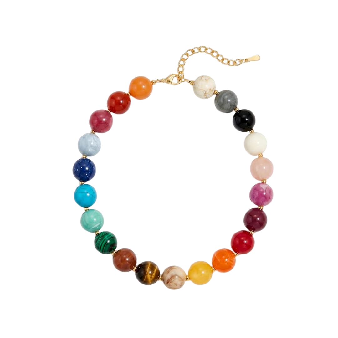 GINAZL Multicolor Rainbow Beaded Necklace