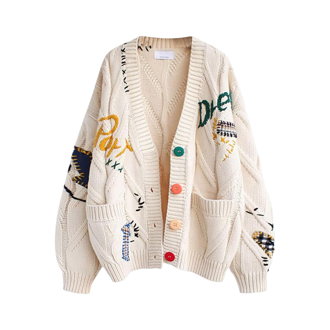 ebossy Oversized Colorful Cardigan Sweater