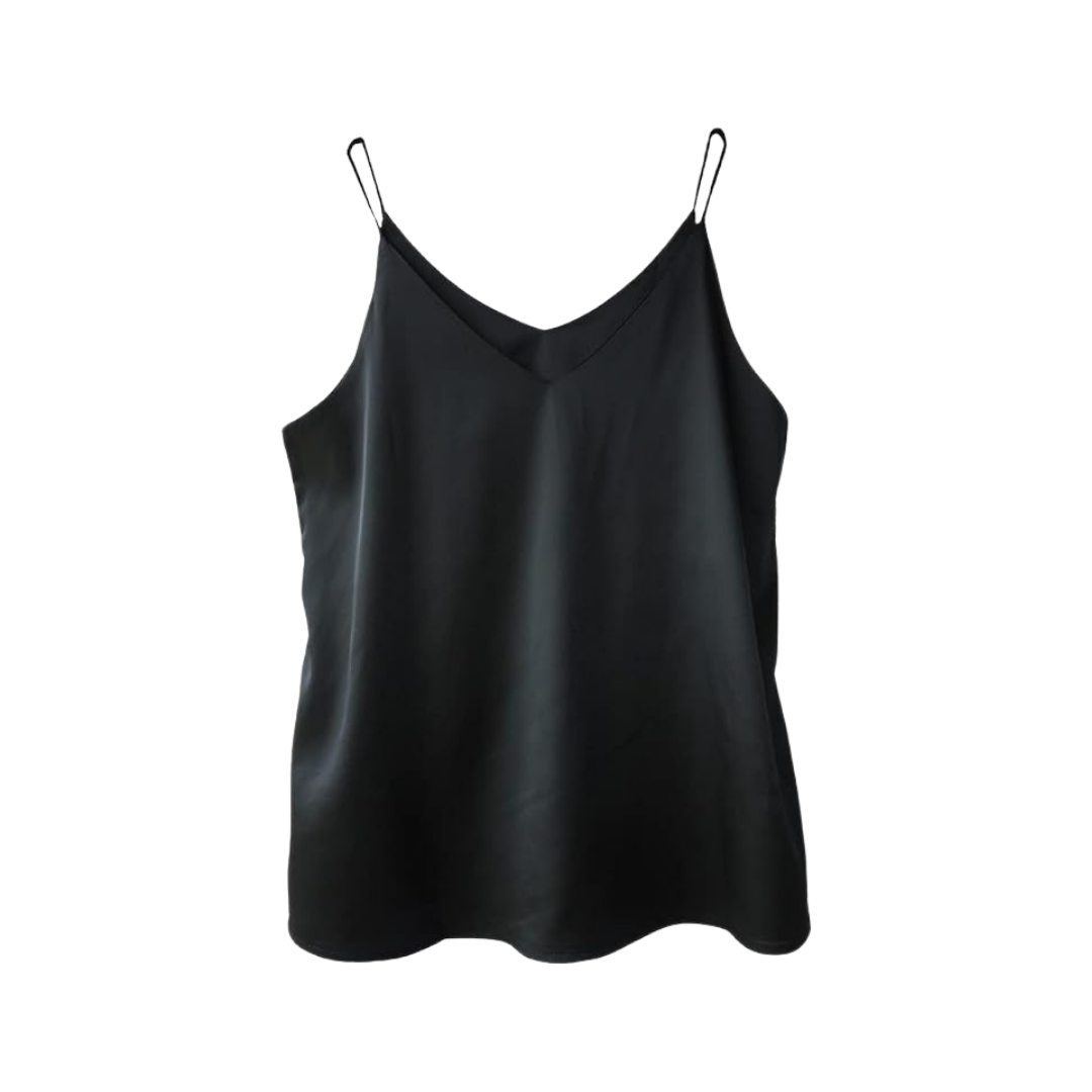 Wantschun Black Satin Cami Tank