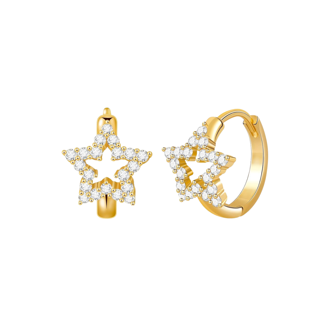 GLOQUAT Gold Rhinestone Star Earrings