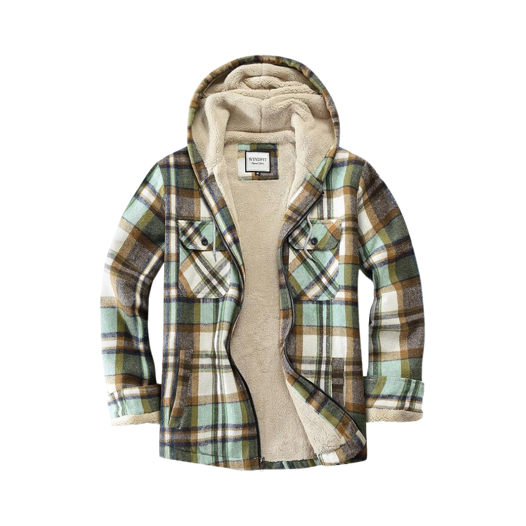 WINDFIT Sherpa Lined Flannel Full Zip Hoodie