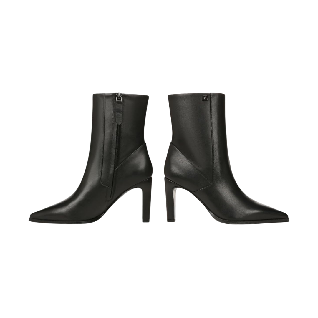 Franco Sarto Black Leather Pointed Toe Ankle Boots