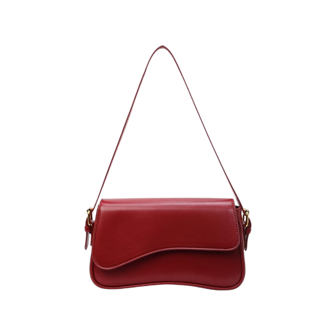 onhtit Maroon Faux Leather Saddle Bag