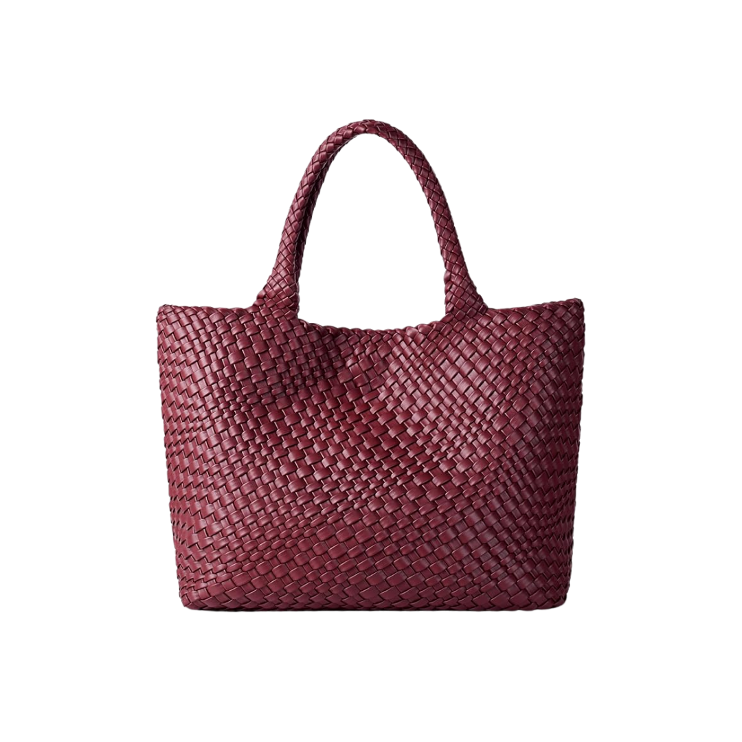 JOTOFIT Burgundy Faux Leather Woven Tote