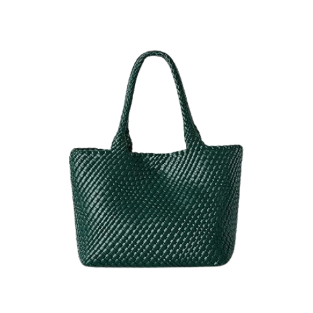 JOTOFIT Green Woven Faux Leather Tote