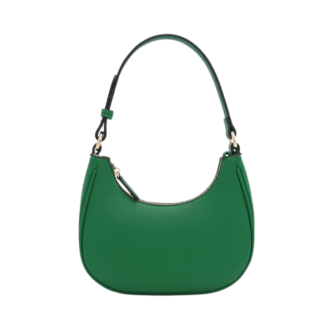 FashionPuzzle Green Faux Leather Crescent Shoulder Bag