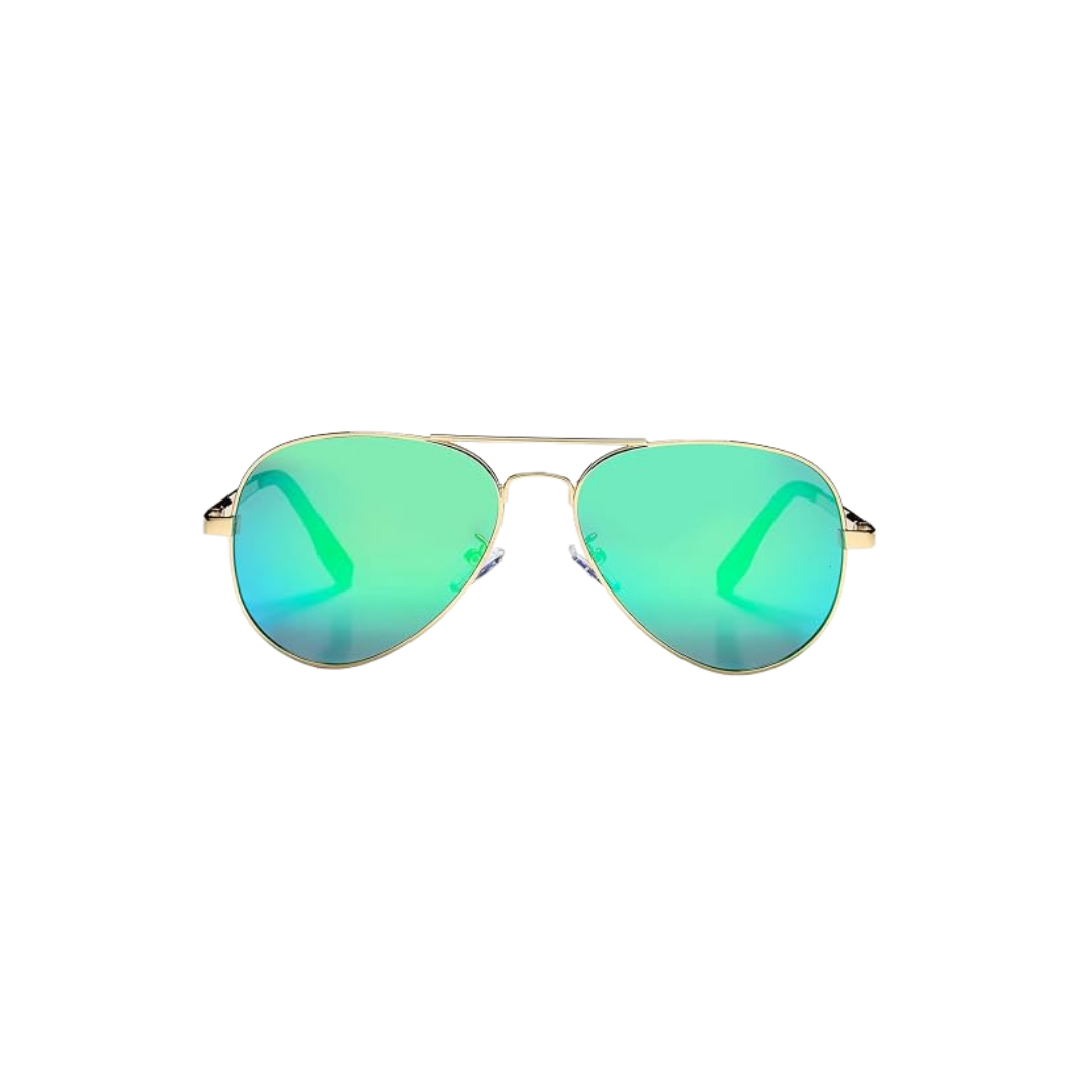 Joopin Green Mirror Lens Gold Aviators