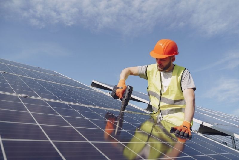 industrial solar panel installation
