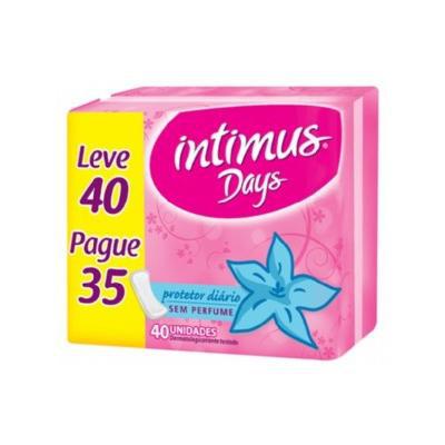 Protetor Intimus Days Cuidado Diário Sem Perfume Leve 40un Pague 30un