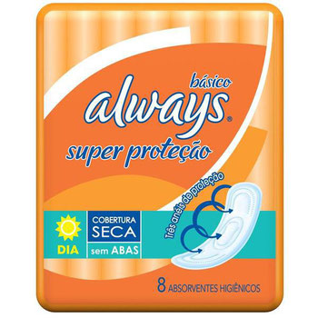 ABSORVENTE ALWAYS BASICA S/ABAS COBERTURA SECA 8UN