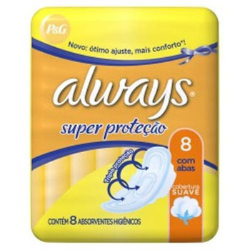 ABSORVENTE ALWAYS COBERTURA SUAVE COM ABAS 8UND