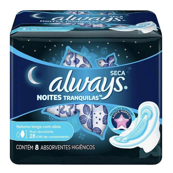 ABSORVENTE ALWAYS PROTEÇÃO TOTAL NOTURNO C/ 8 UND