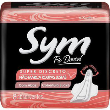 ABSORVENTE SYM C/ABAS COBERTURA SUAVE CURVAS 8UND