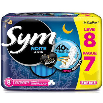 ABSORVENTE SYM COM ABAS CORBETURA SUAVE NOTURNO
