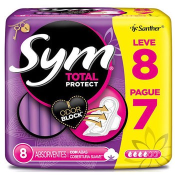 ABSORVENTE SYM TOTAL PROTEC COM ABAS SUAVE 8UND